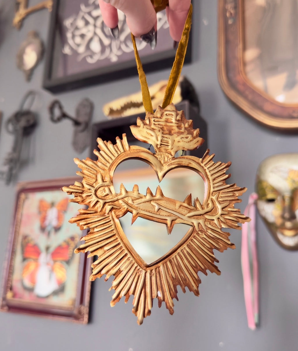 Sacred Heart Crown of Thorns Mirror Ornament