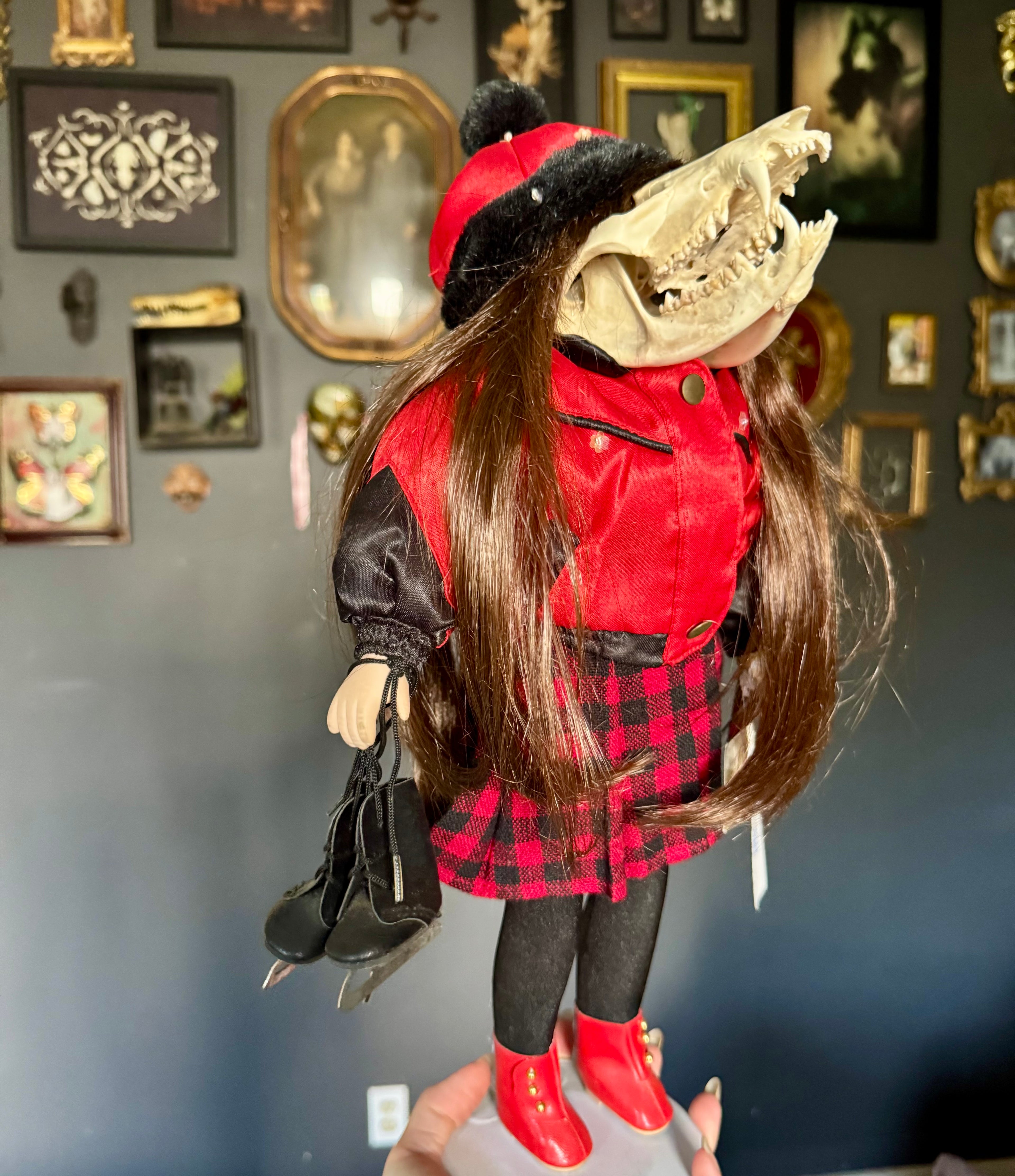 Opossum Skull Porcelain Doll