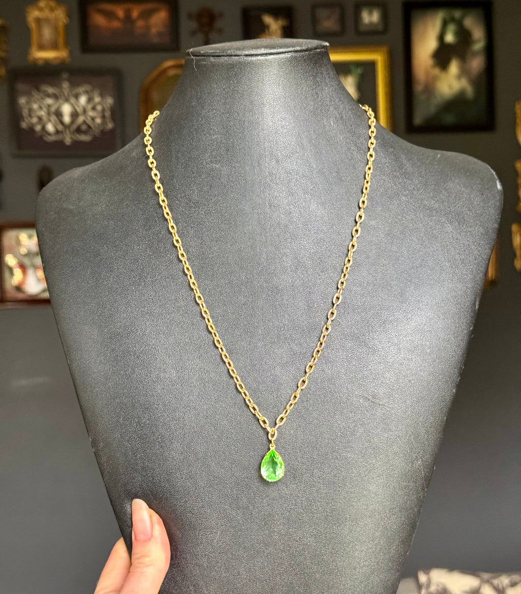 *URANIUM GLASS* cut pendant necklace