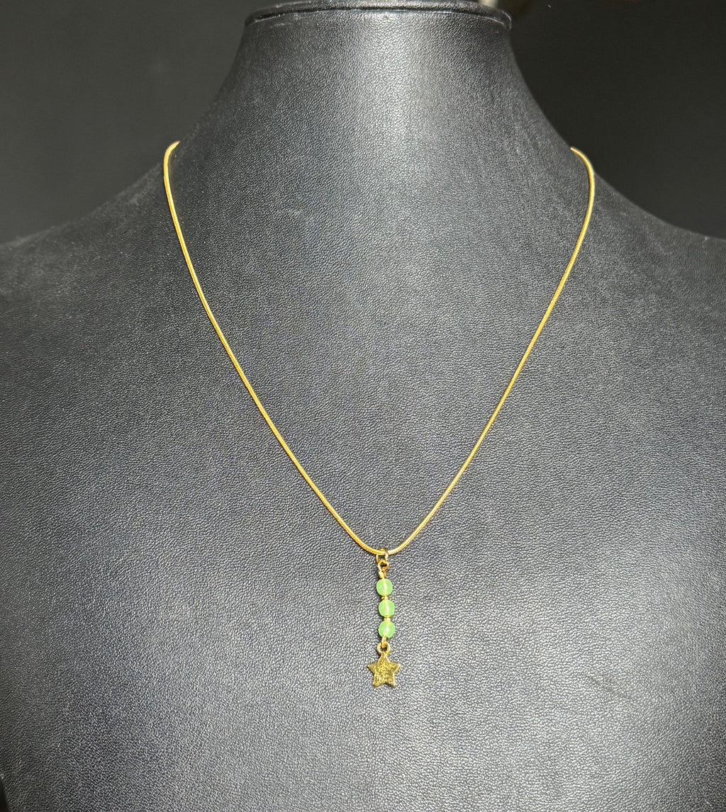 *URANIUM GLASS* beaded pendant necklace