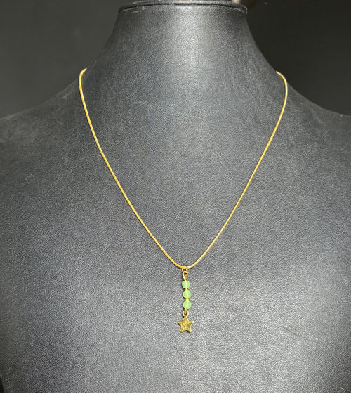 *URANIUM GLASS* beaded pendant necklace