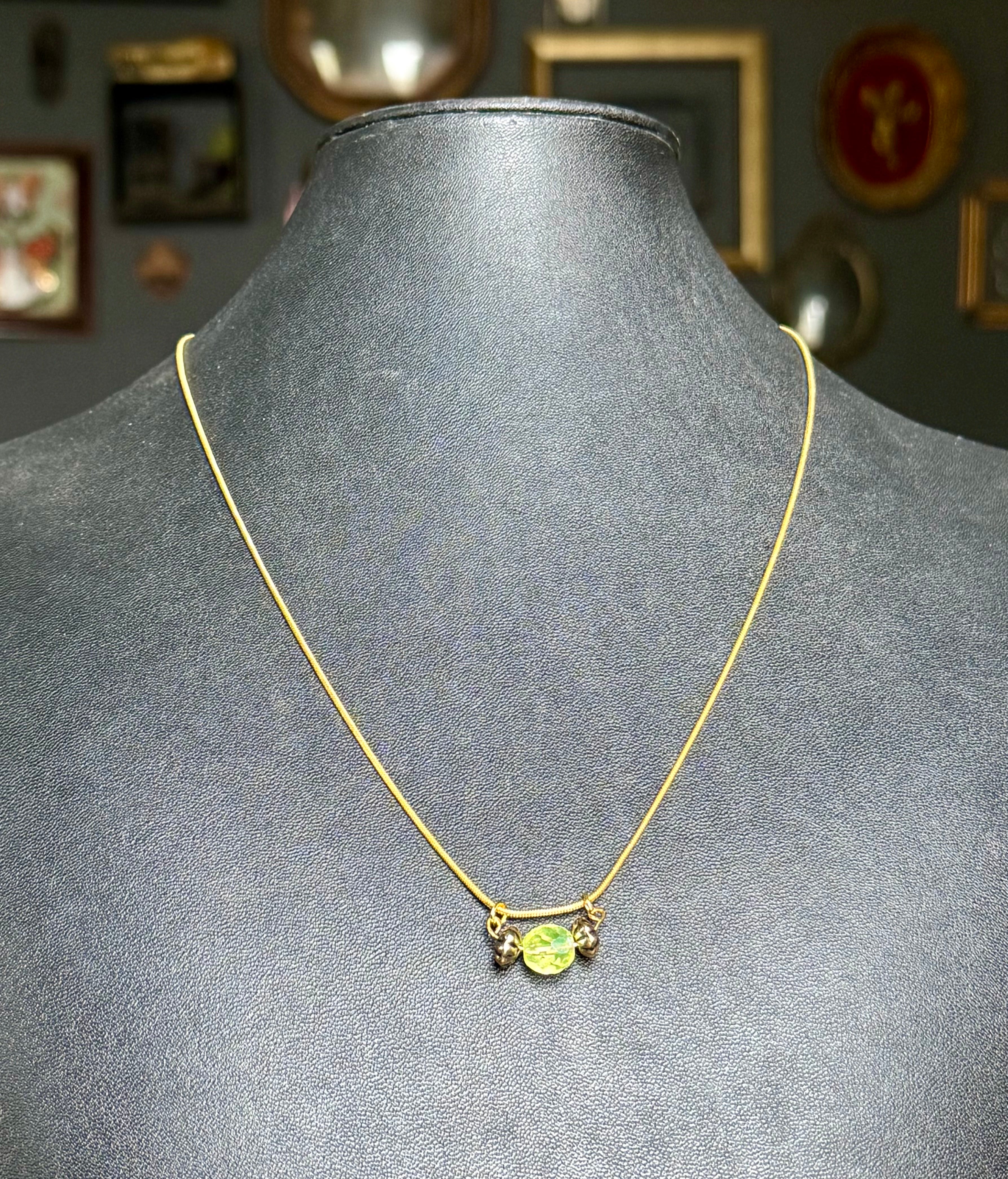 *URANIUM GLASS* bead necklace