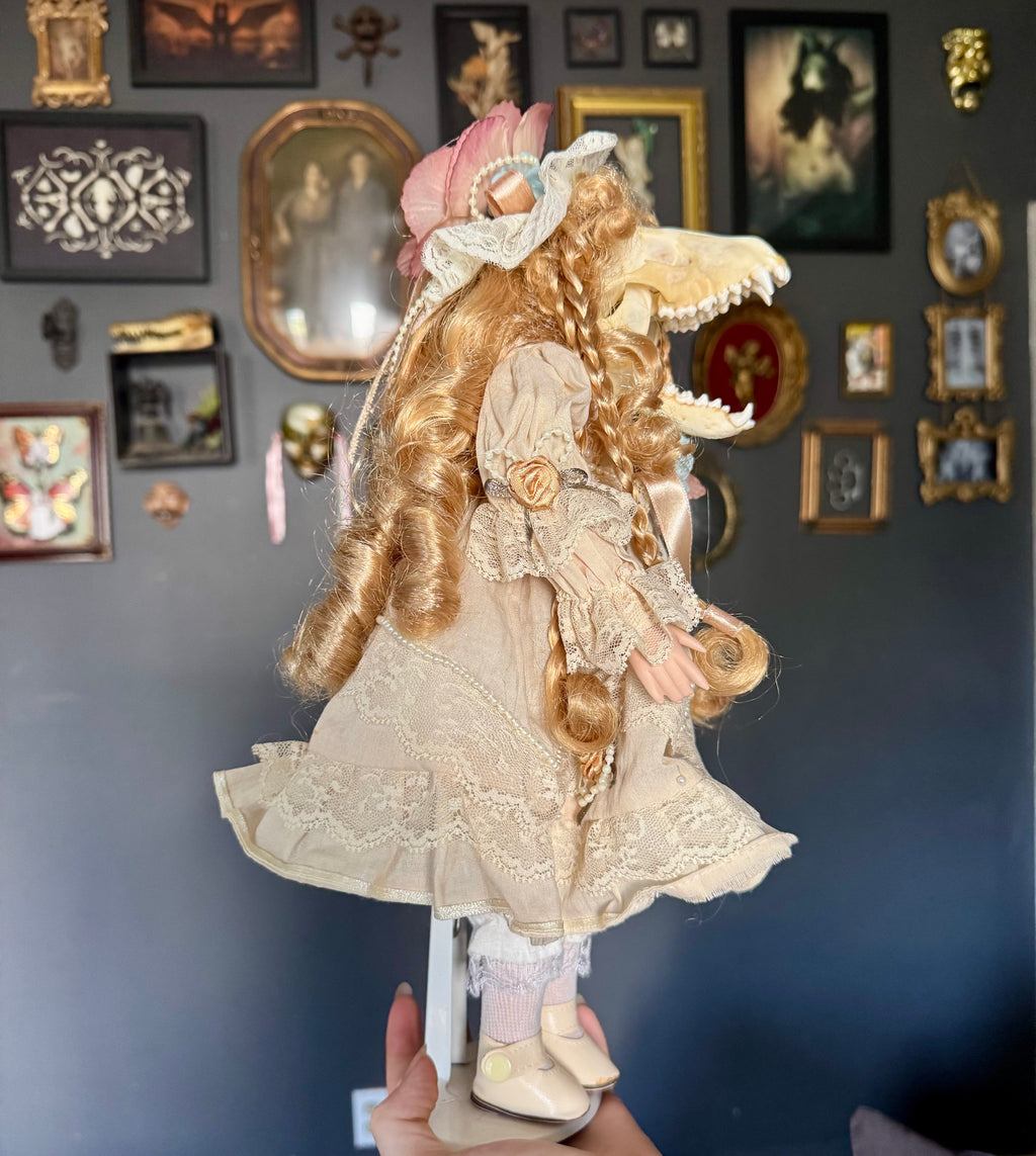 Raccoon Skull Victorian Doll
