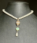 *URANIUM GLASS* pearl style regal choker necklace